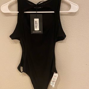 Black Slinky Front Cut Out Racer Bodysuit